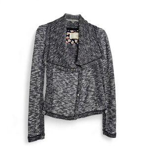 Anthropologie Saturday Sunday Womens Knit Moto Style Cozy Sweater Jacket Size XS